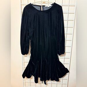 LOFT Black Velvet Dress with flirty hem